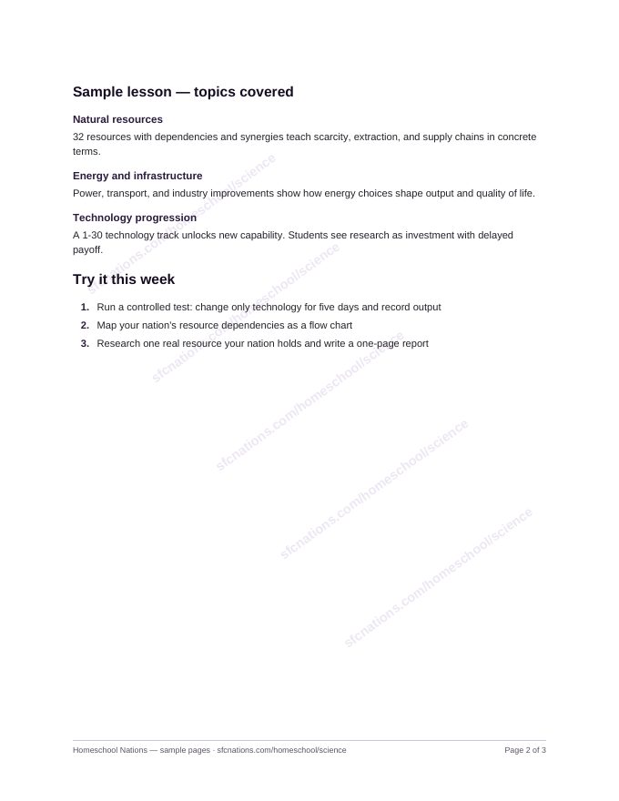 Science homeschool curriculum sample page 2